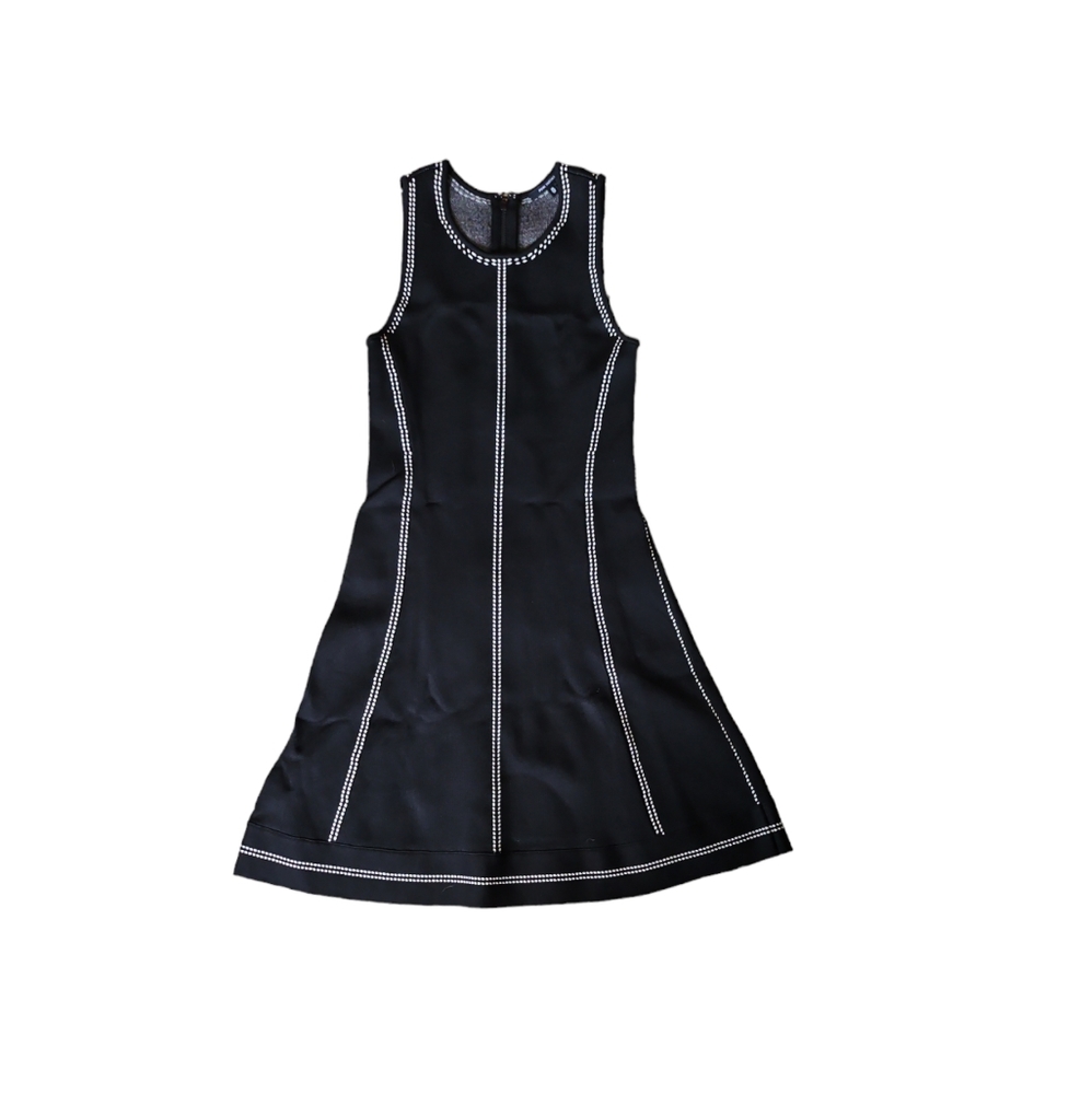 Pink Tartan | Contrast Stitch Knit Dress Fit And Flare Silouette